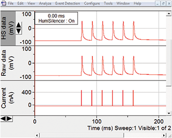 HumSilencer (HS) does not eliminate 60 Hz action potentials